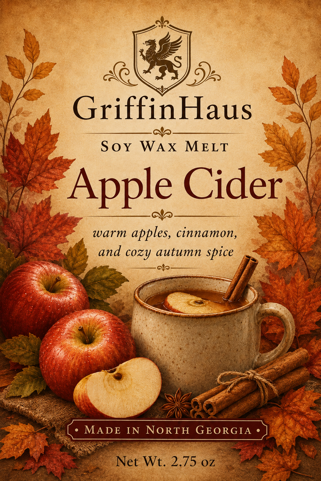 Apple Cider Wax Melt | Warm Apple & Cinnamon Spice Scent