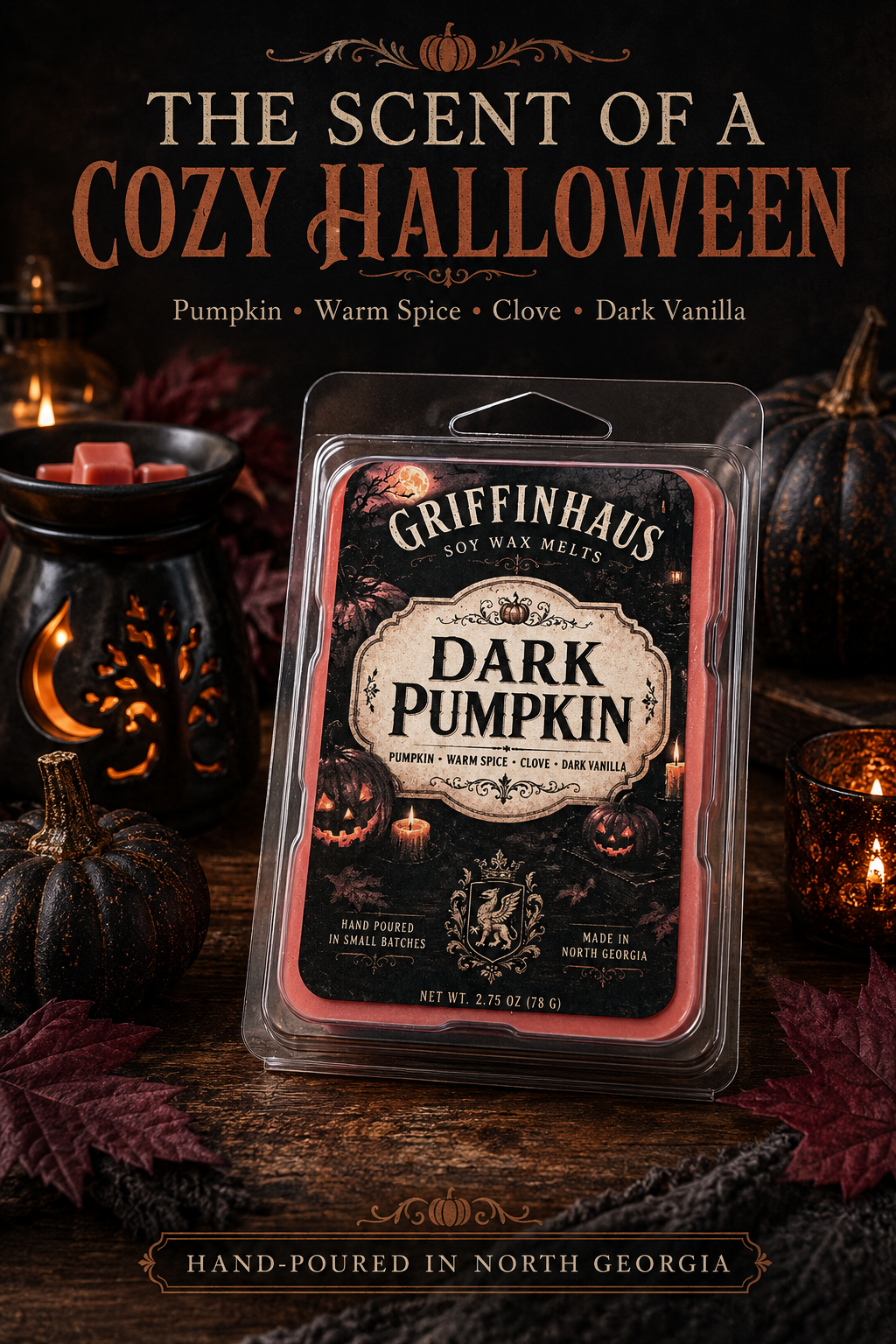 Dark Pumpkin warm spice Soy Wax Melt