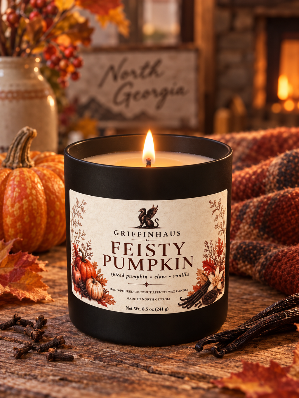 Feisty Pumpkin 8.5 oz Candle | Spiced Pumpkin, Clove & Vanilla