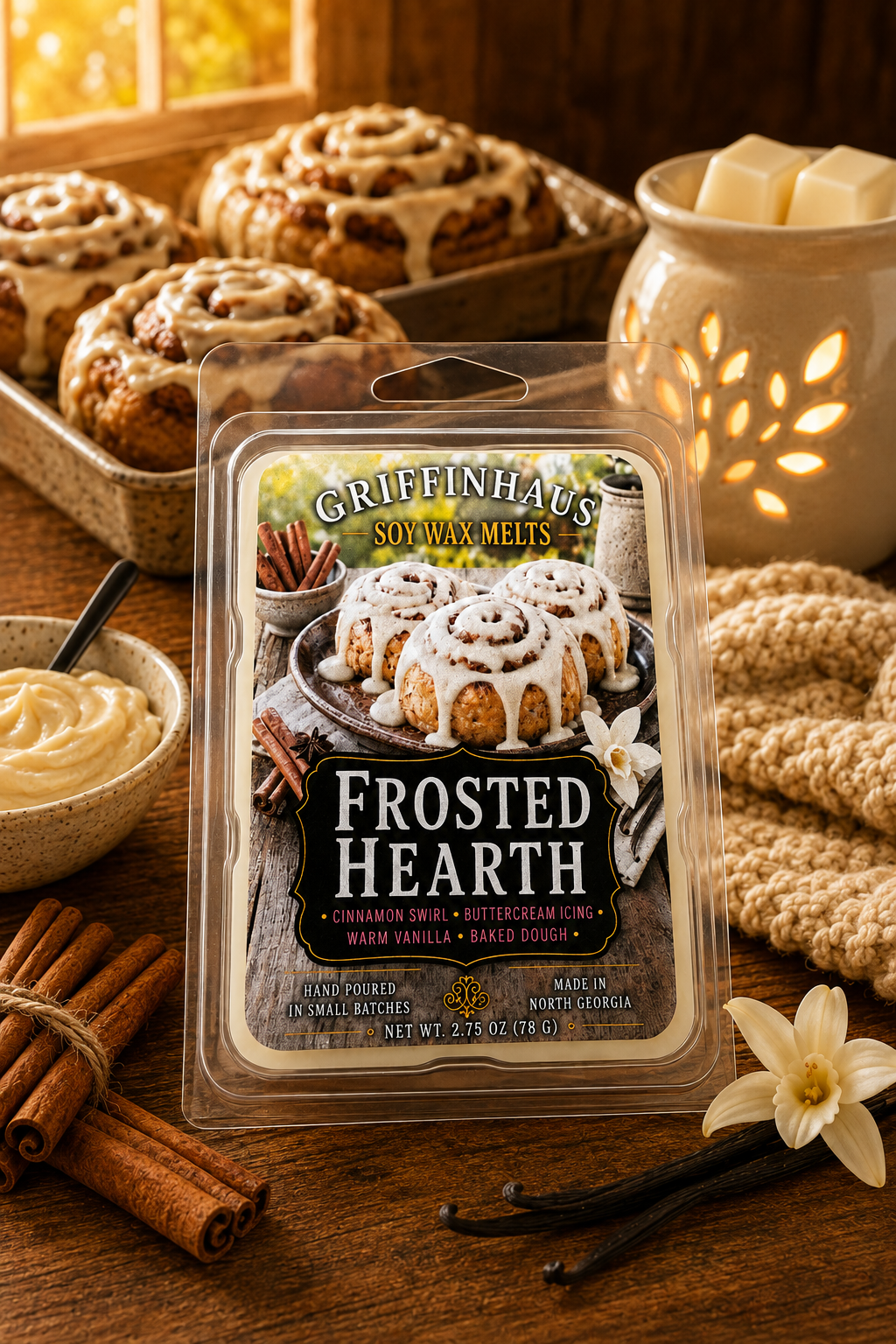 Frosted Hearth Wax Melt | Cinnamon Roll & Buttercream Icing Scent