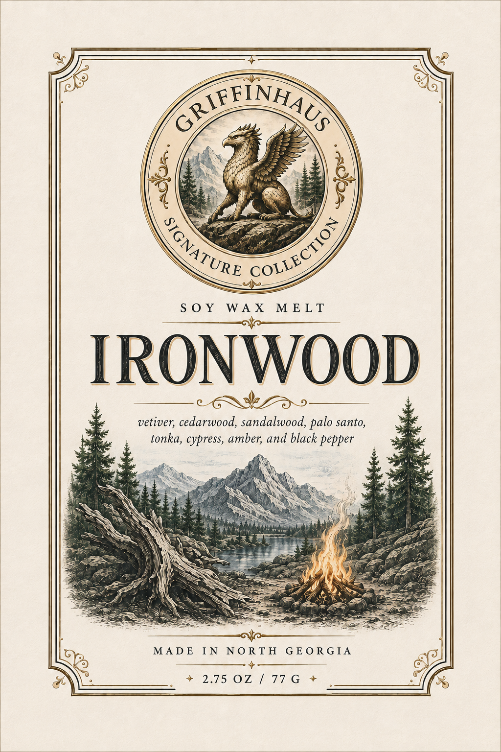 Ironwood Soy Wax Melt — Deep Smoky Woodsy Home Fragrance | Handmade in North Georgia