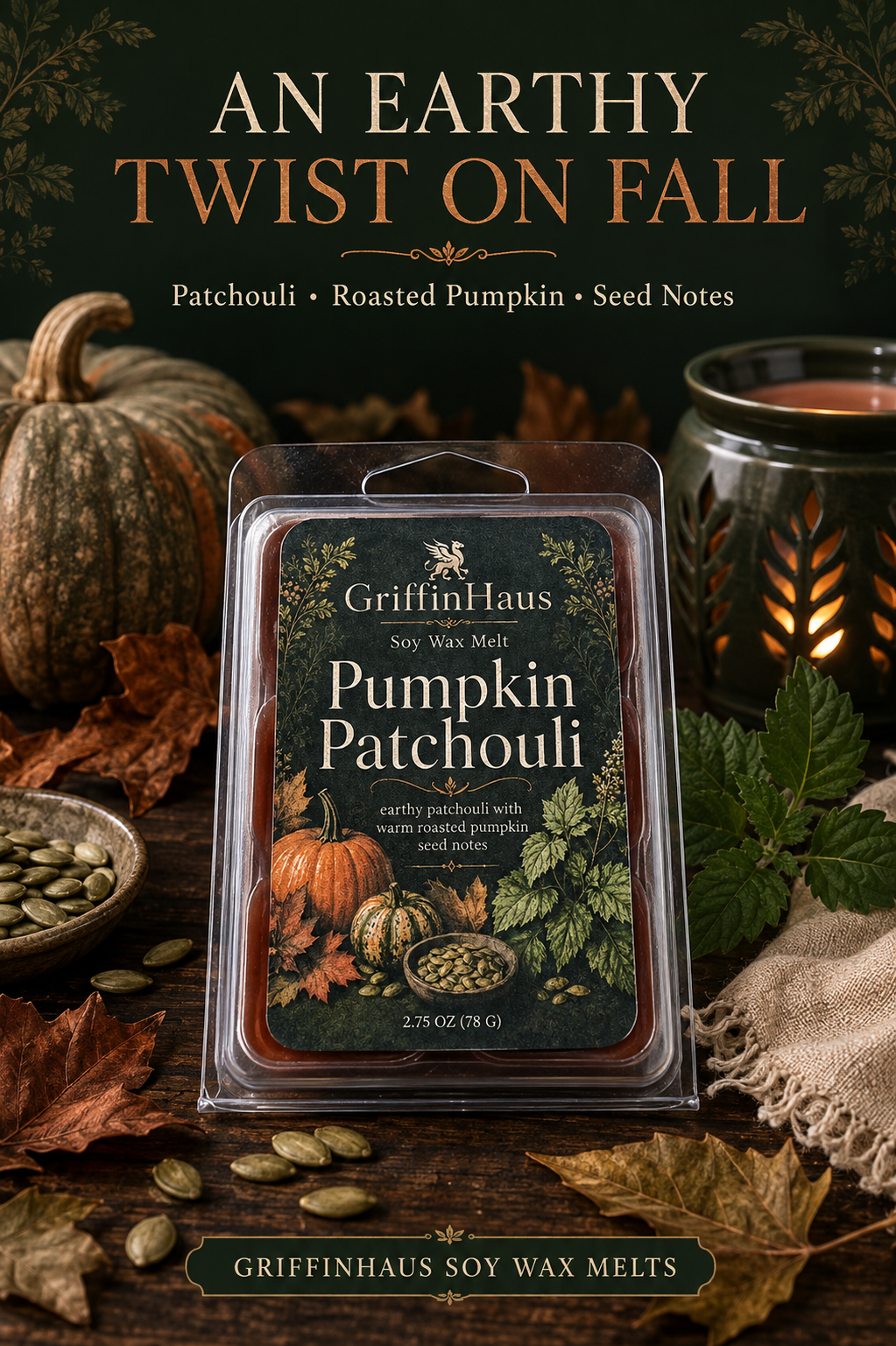 Pumpkin Patchouli Soy Wax Melt – Earthy Fall Home Fragrance