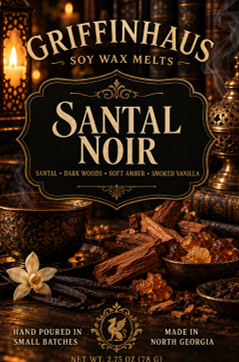 Santal Noir Wax Melt | Dark Woods, Amber & Smoked Vanilla Scent
